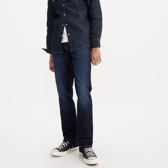 Levi's 511 Slim Fit 5-Pocket Zip Fly Dark Wash Distressed Men's Jeans 30 x 30 - Picture 1 of 13